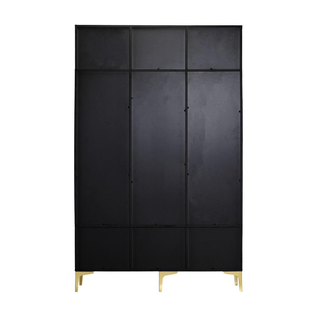 GARDEROBEN schwarz & gold, mit sitzbank und 6 haken - Schwarz, Holzwerkstoff (120/191/40cm) - Urban Meuble