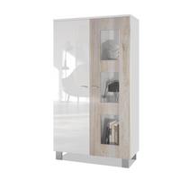 VITRINE Denjo Tür in Eiche Nordic - Silbereichenfarben, Holzwerkstoff (71/129/35cm) - Vladon