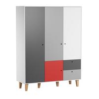 SCHRANK 3 Türen rot - Rot, Holzwerkstoff (153/201.5/55cm) - Petits-meubles