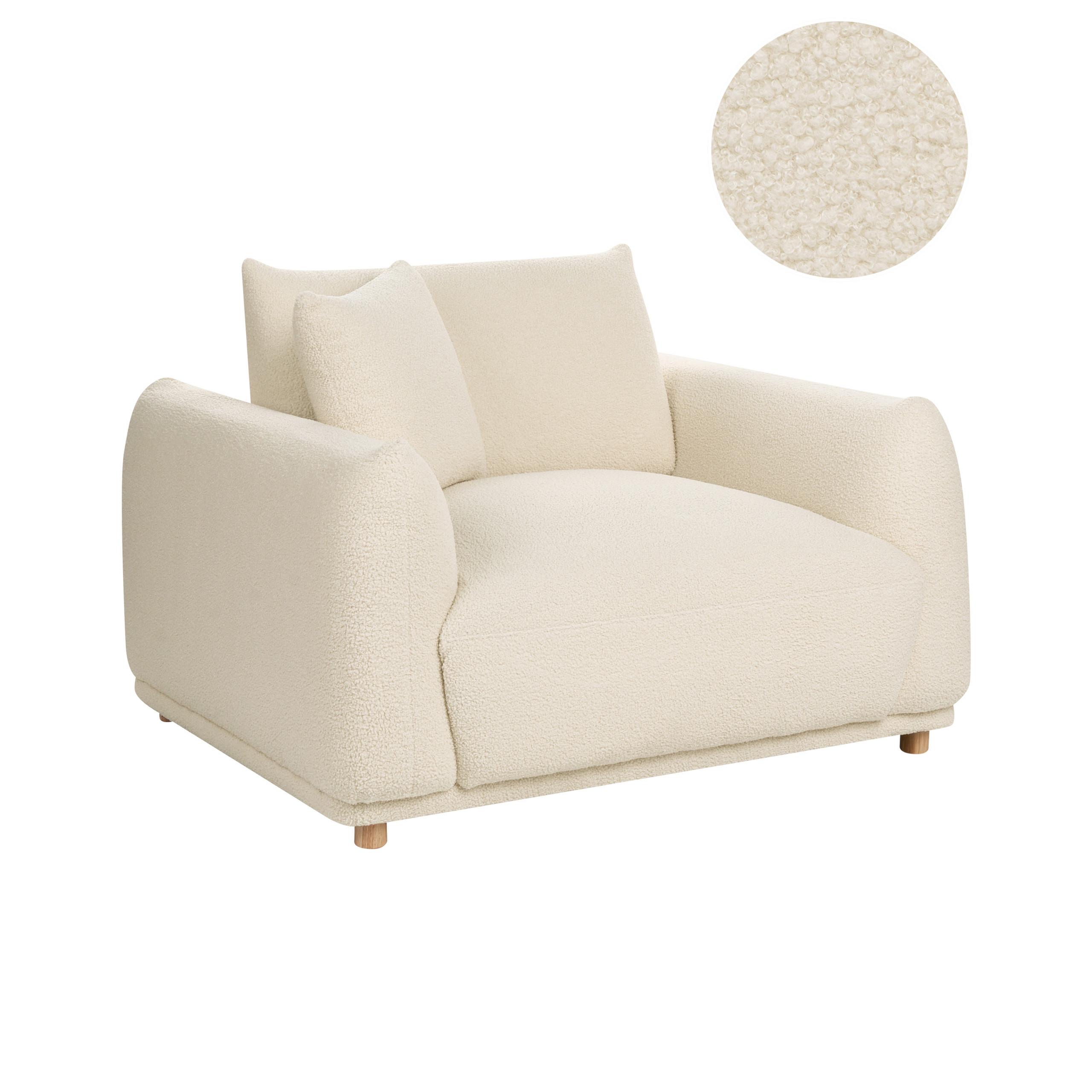 SESSEL Bouclé Cremeweiß Jubek - Weiß, Textil (120/81/104cm) - Beliani