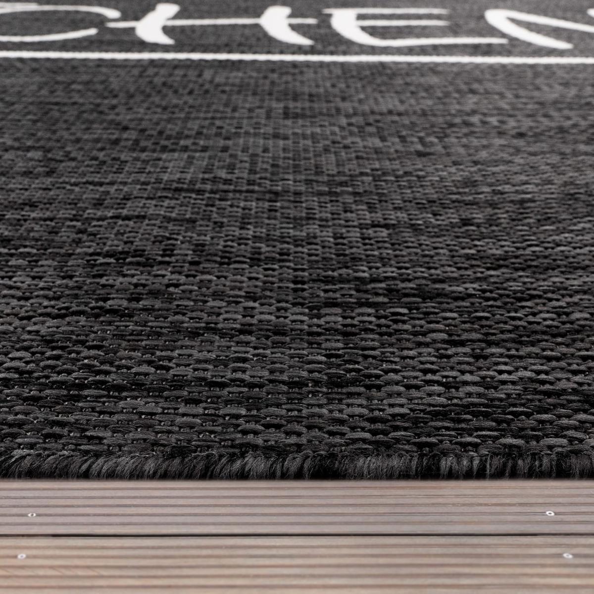 FLACHWEBTEPPICH, mit Schriftzug, aus Polypropylen, Anthrazit, 60 x 100 cm - Anthrazit, Textil (100/60cm) - KADIMA DESIGN
