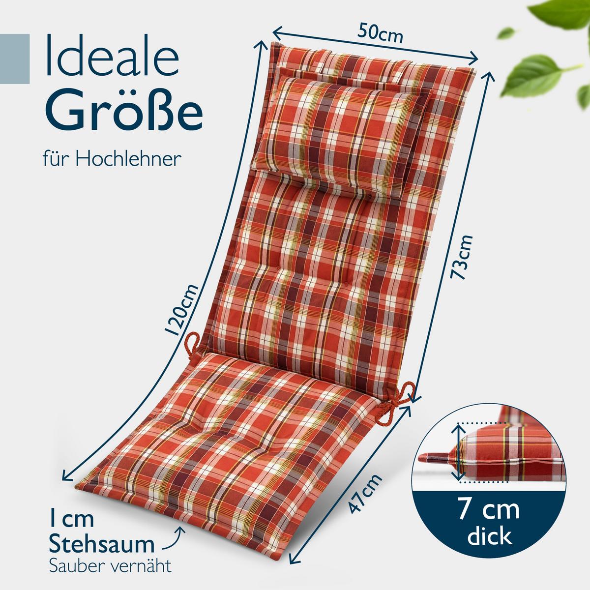 HOCHLEHNER Highlux HL 120x52x7cm Orange-Rot-Grün-Kariert (2tlg) - Grün, Textil (52/120cm) - Beautissu 