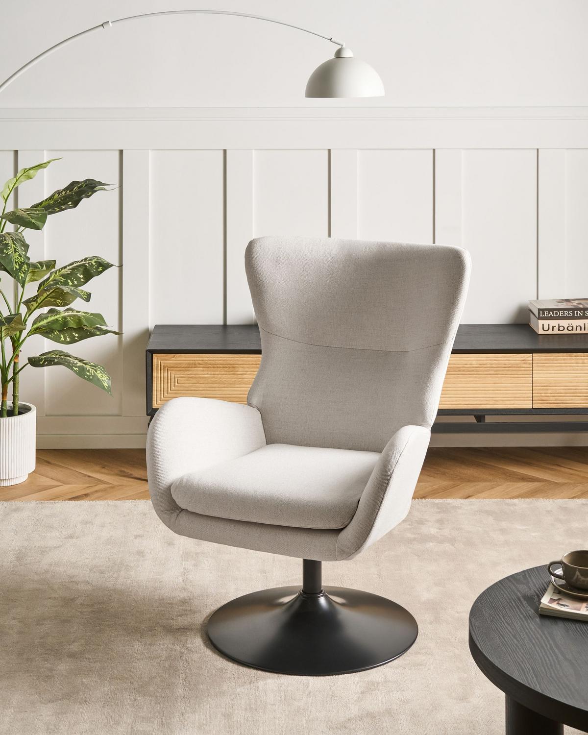 DREHSESSEL Cremeweiß Vigge - Weiß, Textil (70/96/78cm) - Beliani
