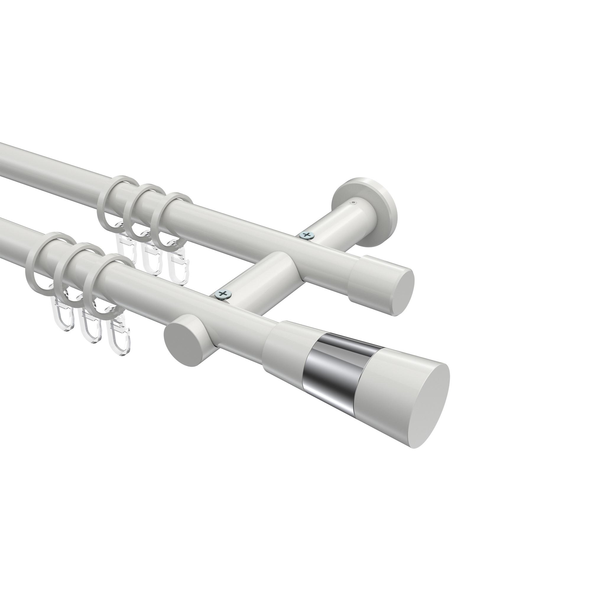 GARDINENSTANGE Platon Tanara 400 cm (geteilt in 2 x 200 cm), 2-läufig, 20 mm Ø Weiß - Chromfarben/Weiß, Metall (400cm) - INTERDECO