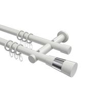 GARDINENSTANGE Platon Tanara 100 cm, 2-läufig, 20 mm Ø Weiß - Chromfarben/Weiß, Metall (100cm) - INTERDECO