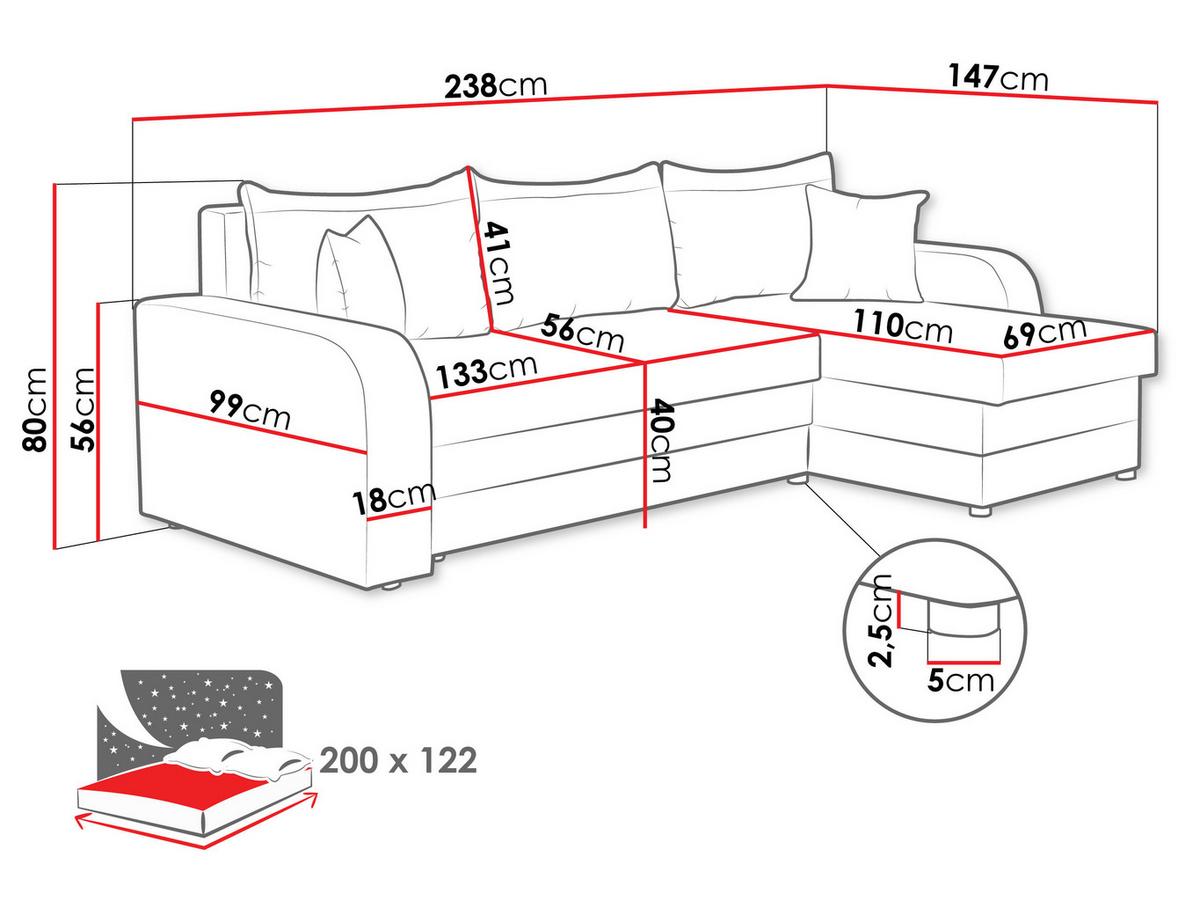 ECKSOFA Kris Cord - Schwarz/Bronzefarben, Holz/Kunststoff (238/147cm) - MIRJAN24