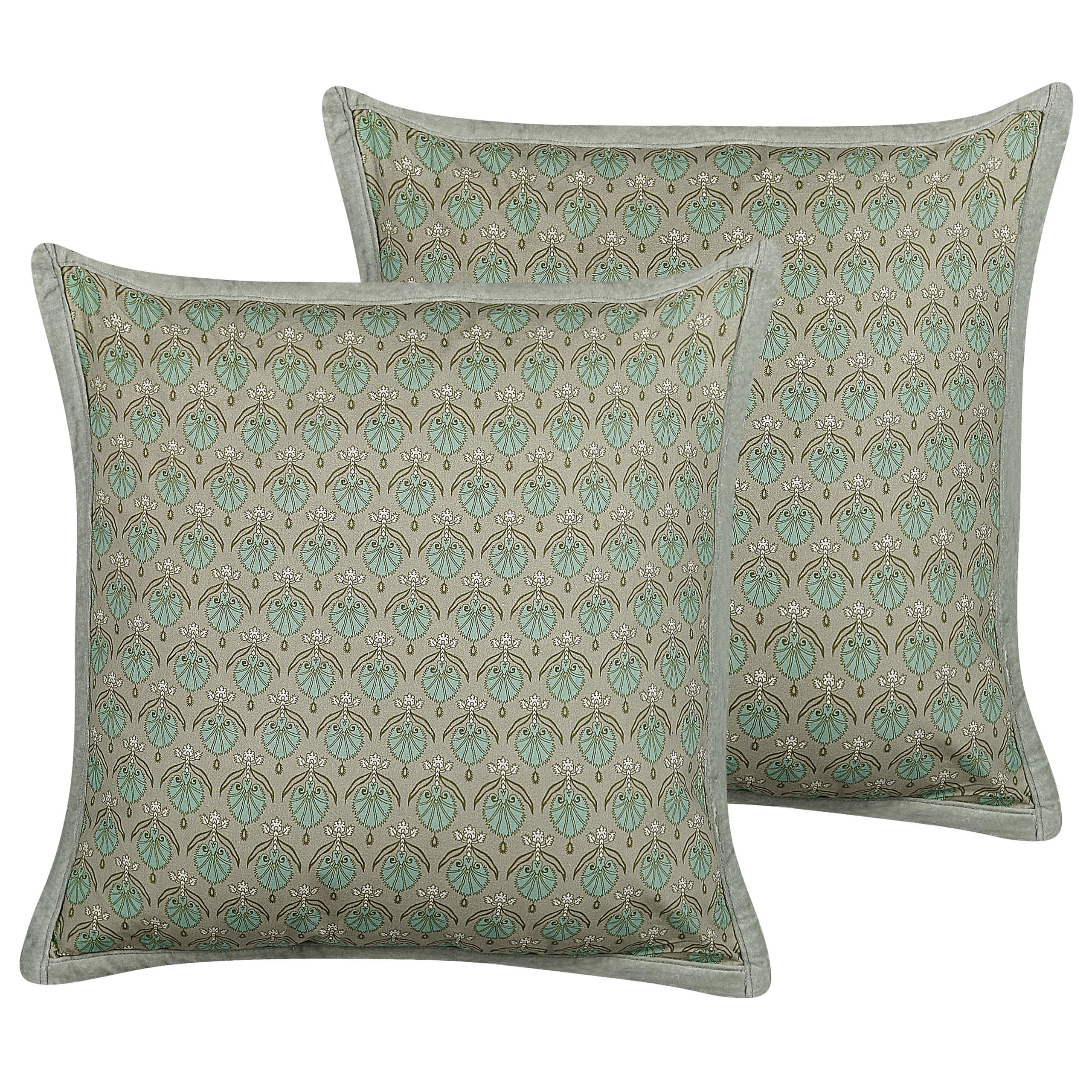 DEKOKISSEN 2er-Set Olivgrün 45/45 cm Pictus - Olivgrün, Naturmaterialien/Textil (45/45cm) - Beliani