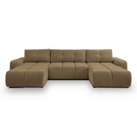 WOHNLANDSCHAFT DUCA U Beige Jersey mit Schlaffunktion - Beige, Holz (359/88/177cm) - MASSENO