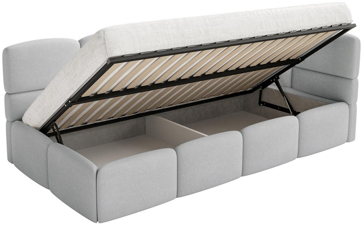 JUGENDBETT Cloudy Hellgrau 120 cm, Chenille - Hellgrau/Schwarz, Kunststoff/Textil (120/200cm) - Selsey