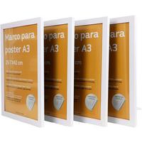 RAHMEN Set mit 4 aus MDF und Acrylglas Schutz und Aussteller für Fotografien, Bilder, Poster, Gemälde, Dekoration für Haus Farbe Weiß A3 - Weiß, Holz (29.7/3cm) - Nacnic