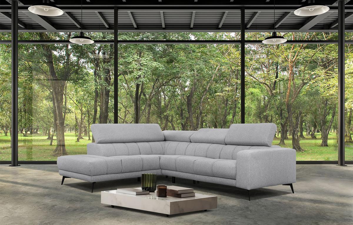 ECKSOFA MORELLO 5-Sitzer, silberfarben - Silberfarben/Schwarz, Holzwerkstoff/Textil (158/269cm) - Wozimo