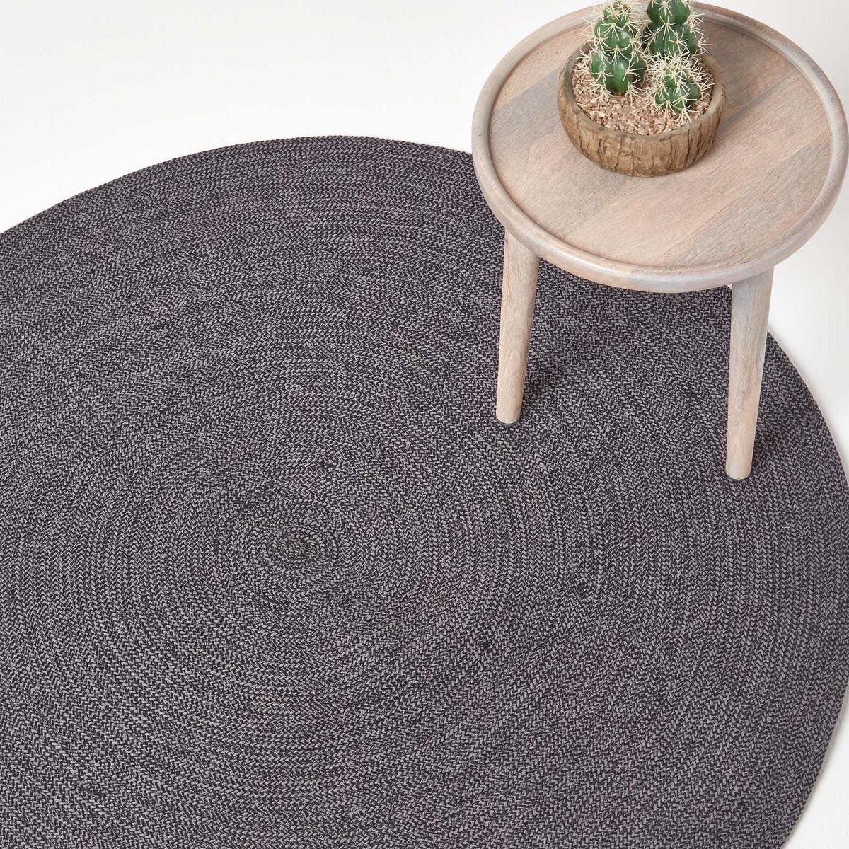 TEPPICH Melange geflochten rund 120 cm - Dunkelgrau, Textil (120/120cm) - Homescapes
