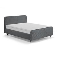 POLSTERBETT Lea mit Matratze und Topper, 160x200, Dunkelgrau - Dunkelgrau/Schwarz, Textil (160/200cm) - Beautysofa