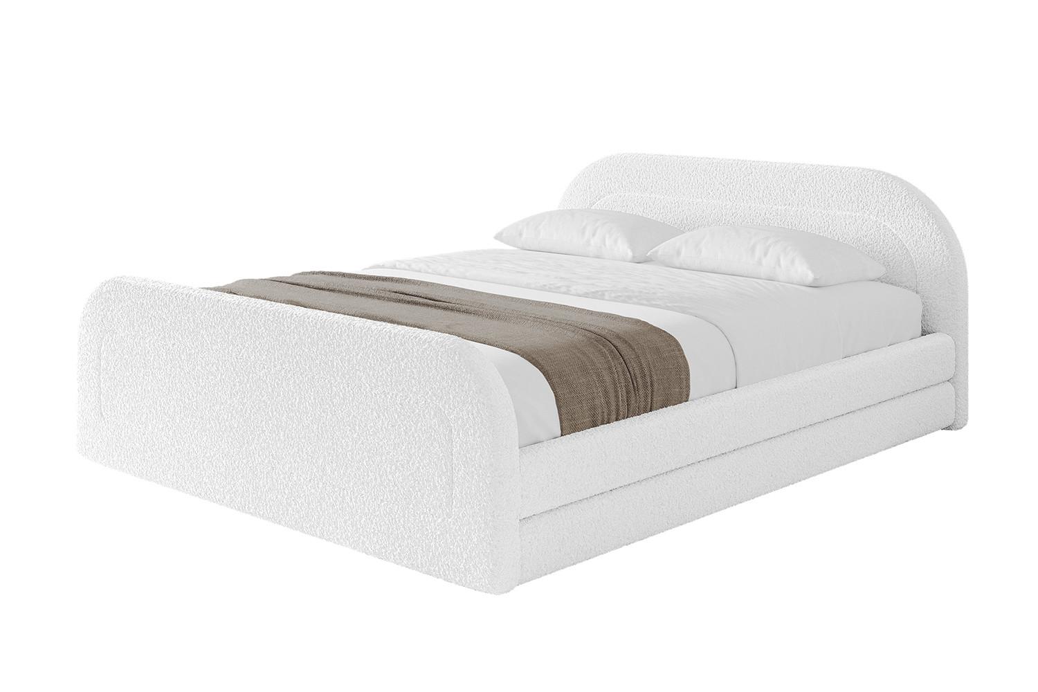 POLSTERBETT mit Bettkasten, Fußteil und Lattenrost, Boxbett ohne Matratze - LERIS-v1-Z 180x200 Weiß - Weiß, Holzwerkstoff/Textil (180/200cm) - ALTDECOR