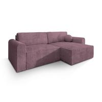 ECKSOFA FIANO P Lila Kordstoff mit Schlaffunktion - Lila/Grau, Holz/Kunststoff (245/148cm) - MASSENO