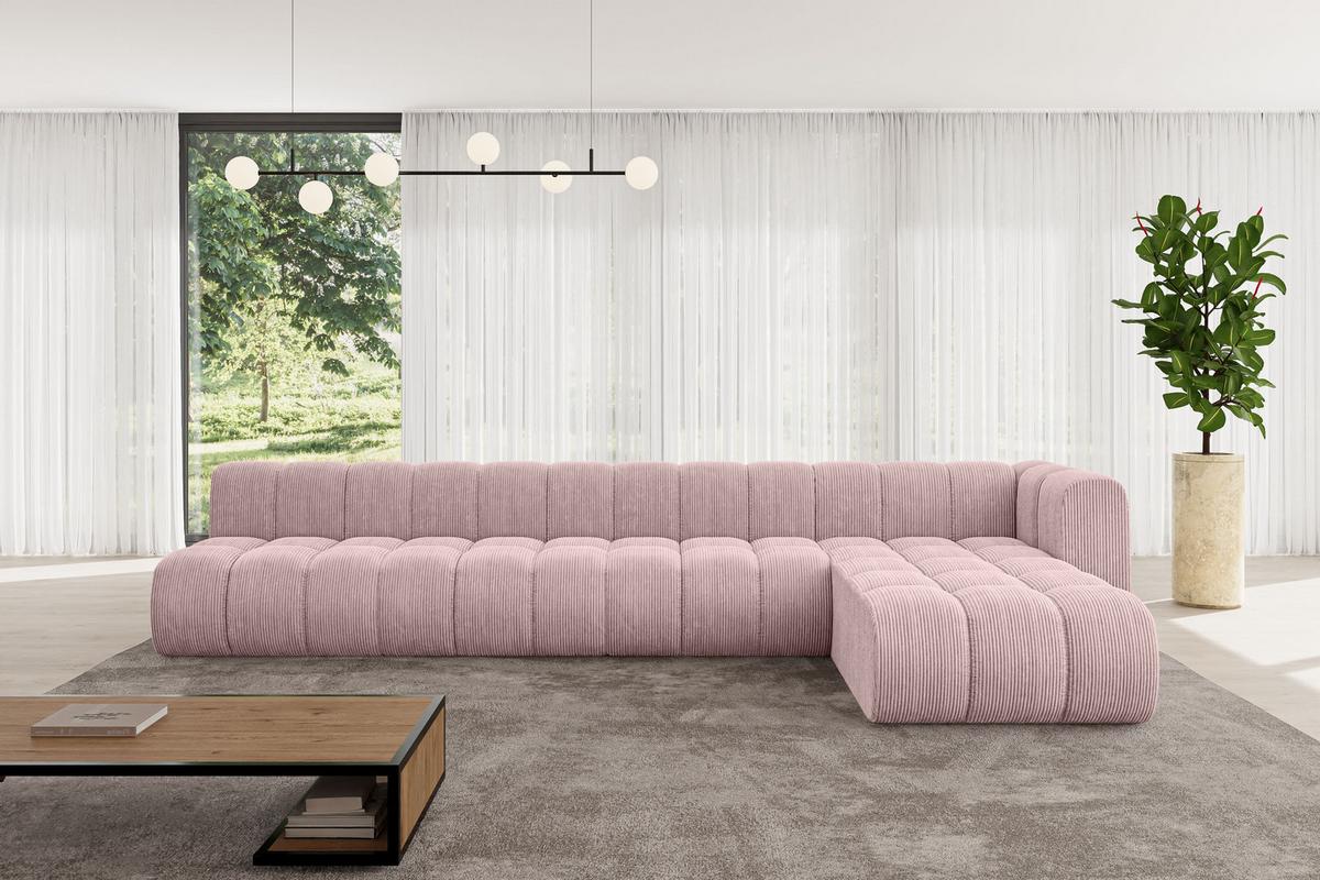 ECKSOFA modulares Sofa Darnel-L3 - 387x177x70 cm Rosa - Rosa, Holzwerkstoff/Textil (387/177cm) - ALTDECOR