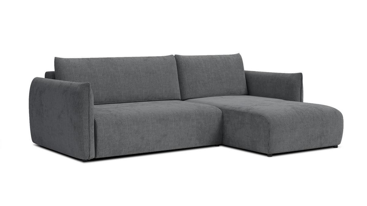 ECKSOFA TAUER 3-Sitzer links, dunkelgrau - Dunkelgrau/Schwarz, Holz/Textil (248/173cm) - Wozimo