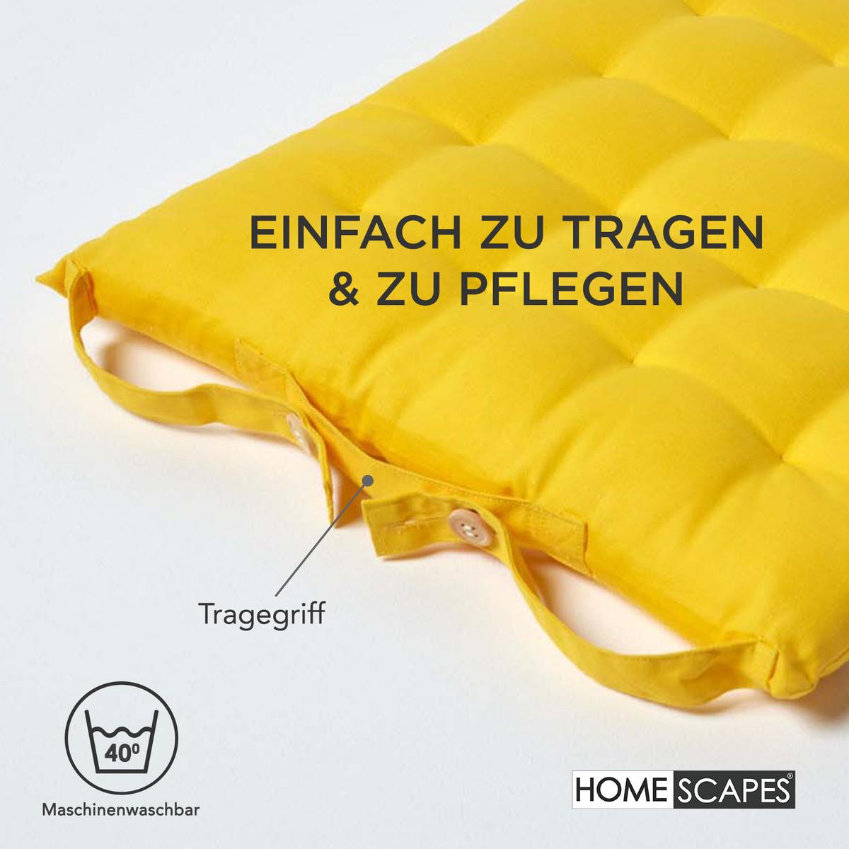 STUHLKISSEN 4er-Set gelb 40/40/6,5 cm - Gelb, Textil (40/40/6.5cm) - Homescapes