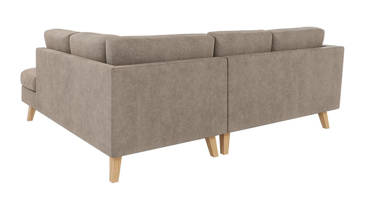 ECKSOFA Mario Dunkelbeige Microfaser - Beige/Naturfarben, Buchenholz/Textil (221/186cm) - S-Style