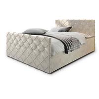 BOXBETT MANDI 200x200 cm mit Matratze und Topper, H2+H3 - Beige - Beige, Holz (200/200cm) - MASSENO