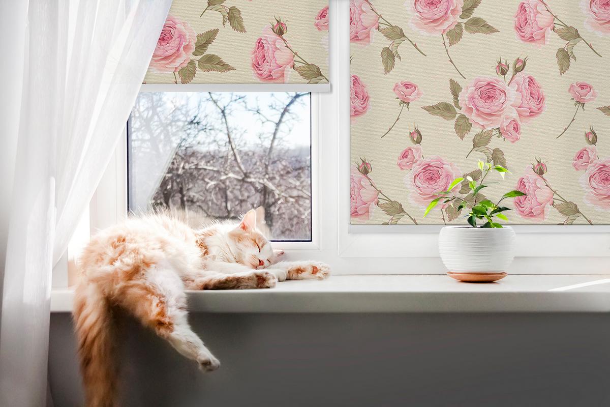 INNENROLLO - Fensterrollo - Rollo - 80x180 cm - Rosen - Pink, Kunststoff (80/180/0.5cm) - TULUP