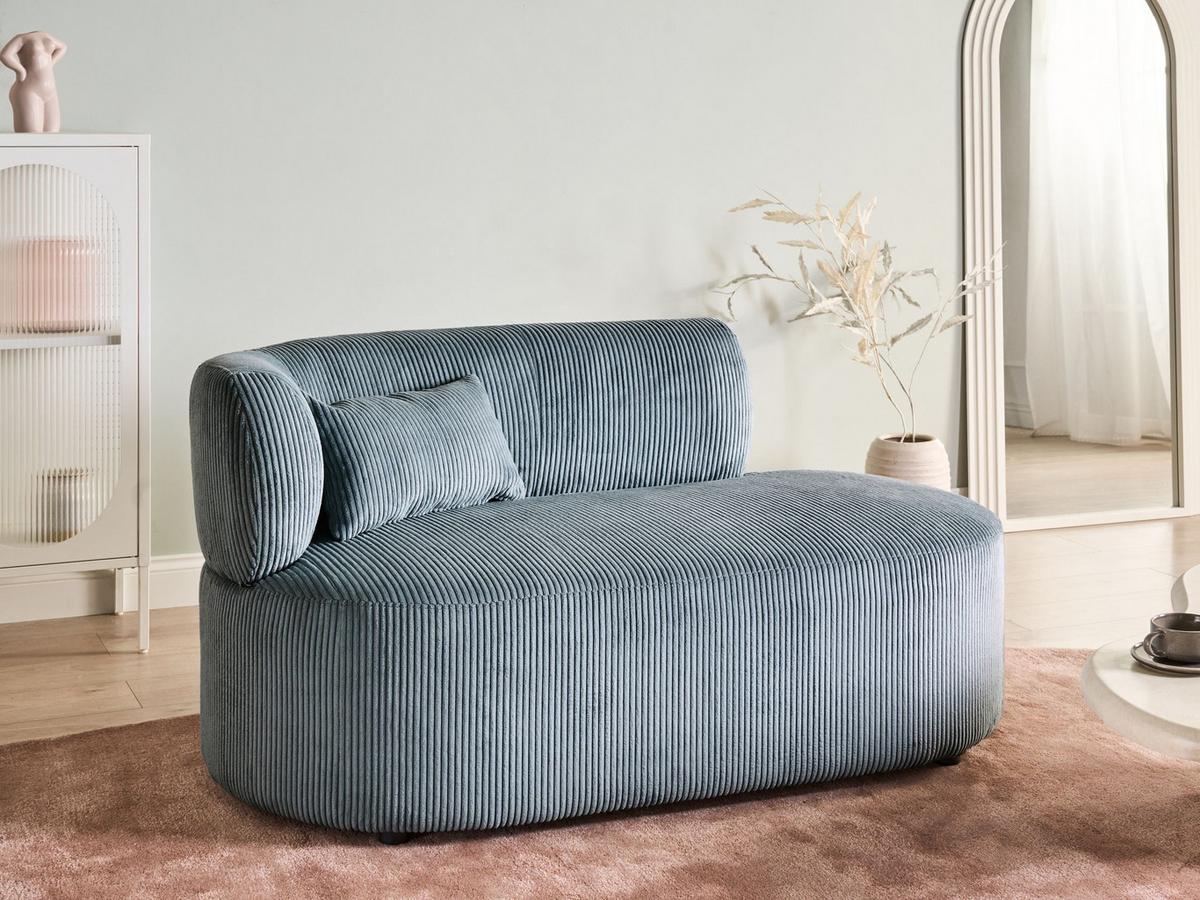CHAISELONGUE-LINKSSEITIGE Cord Blau Vanvey - Blau/Schwarz, Textil (147/73/78cm) - Beliani