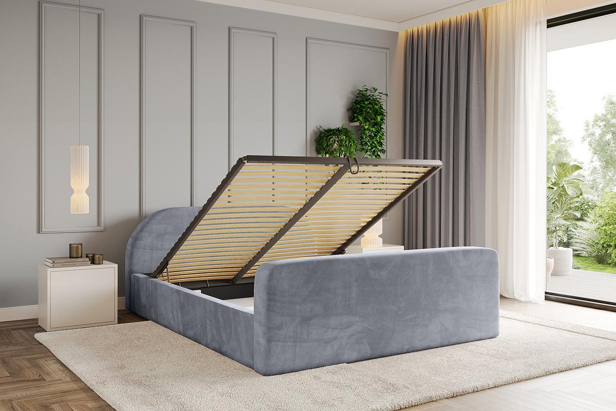 POLSTERBETT mit Bettkasten, Fußteil und Lattenrost, Boxbett mit Matratze H3/H4 - TIVON-Z-V1 180x200 Grau - Grau, Holzwerkstoff/Textil (180/200cm) - ALTDECOR