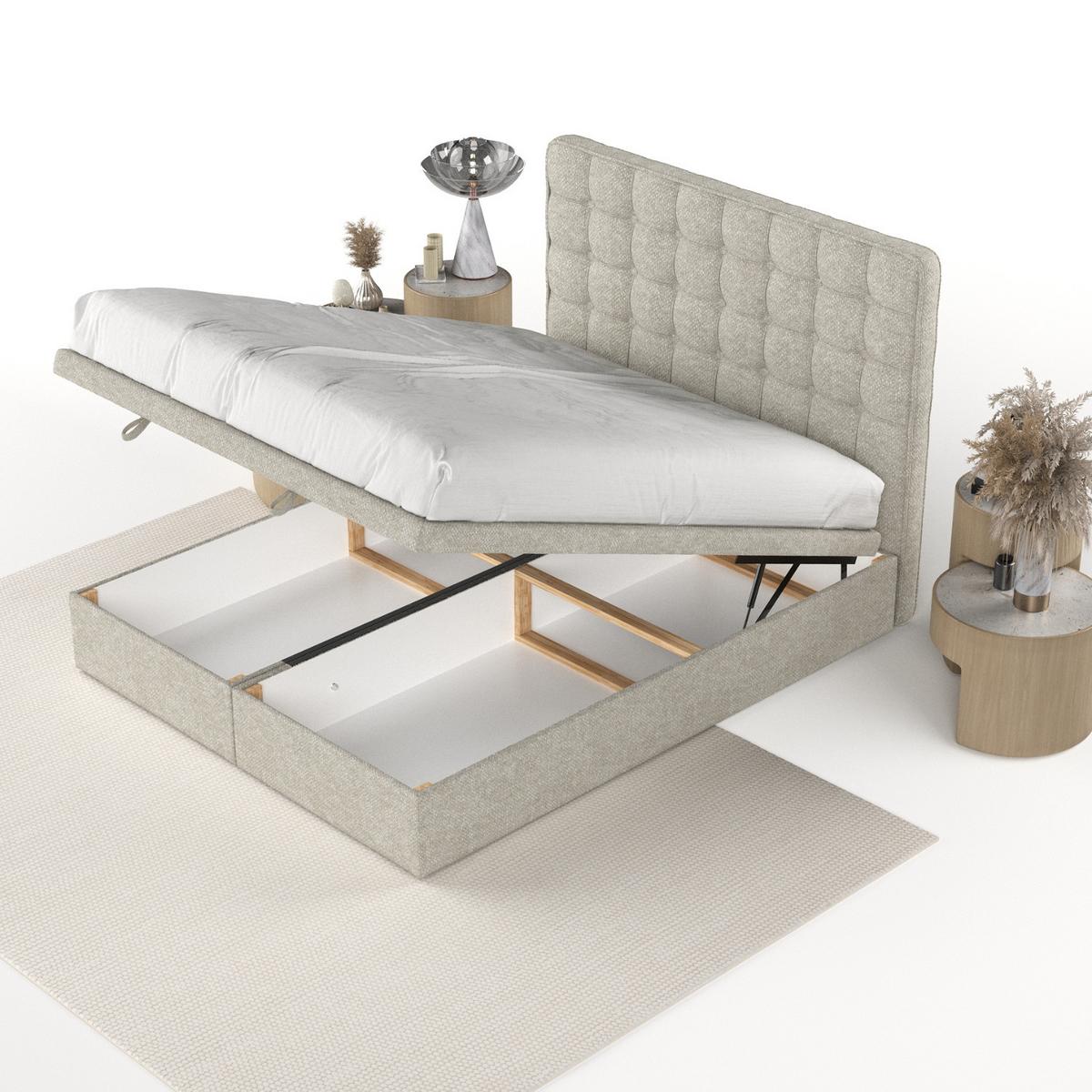 POLSTERBETT Celestia mit Stauraum 120/200 cm Beige im Alta Stoff - Beige/Schwarz, Holz/Holzwerkstoff (120/200cm) - AltaBeds