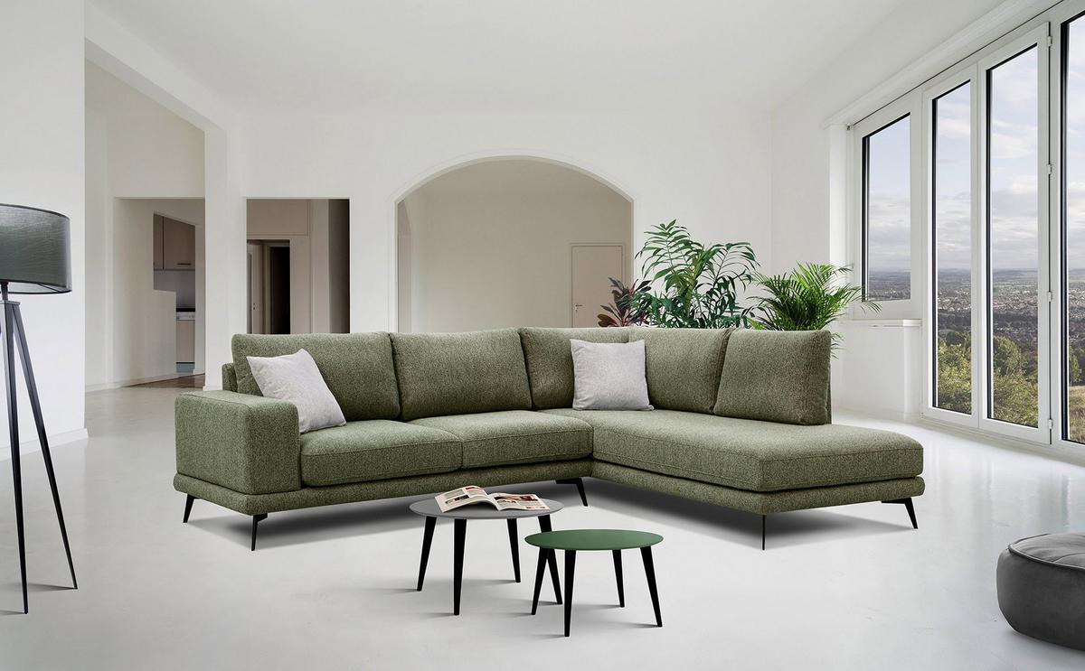 ECKSOFA MEDIOLANE 5-Sitzer, olivgrün - Olivgrün, Holzwerkstoff/Textil (282/219cm) - Wozimo