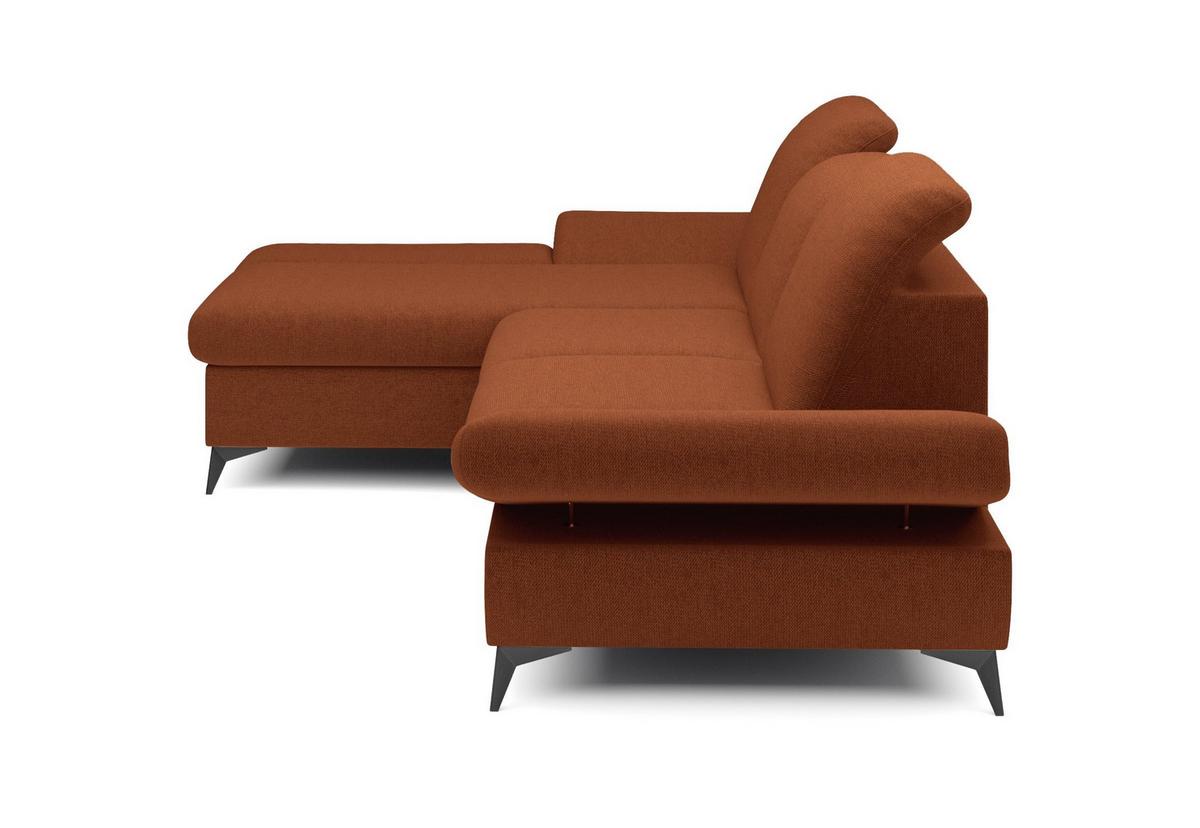 ECKSOFA FELICE L-S Orange Geflochtener Stoff mit Schlaffunktion - Orange, Holz (284/166cm) - MASSENO