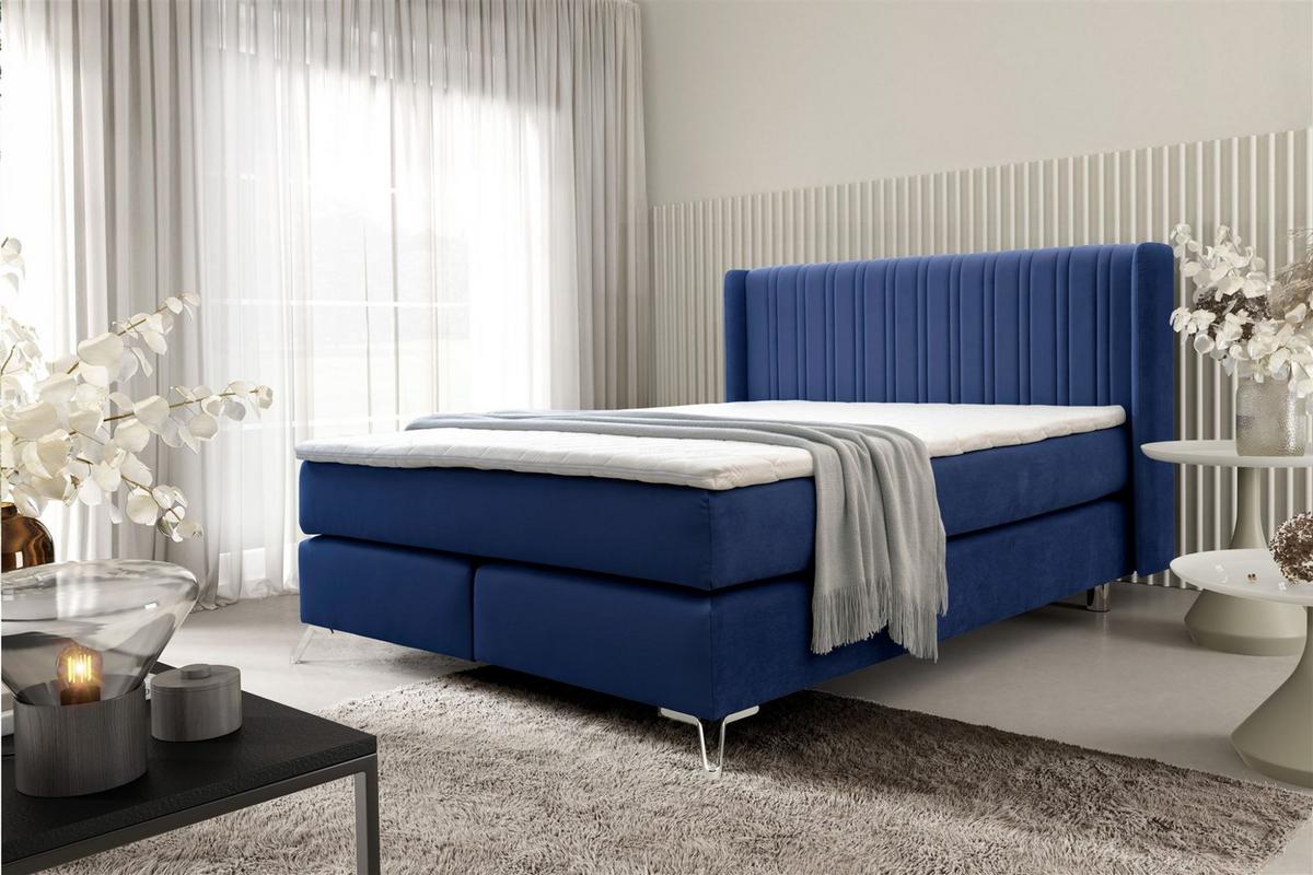 BOXSPRINGBETT Agnus - Blau, Holzwerkstoff/Textil (200/200cm) - Fun Möbel