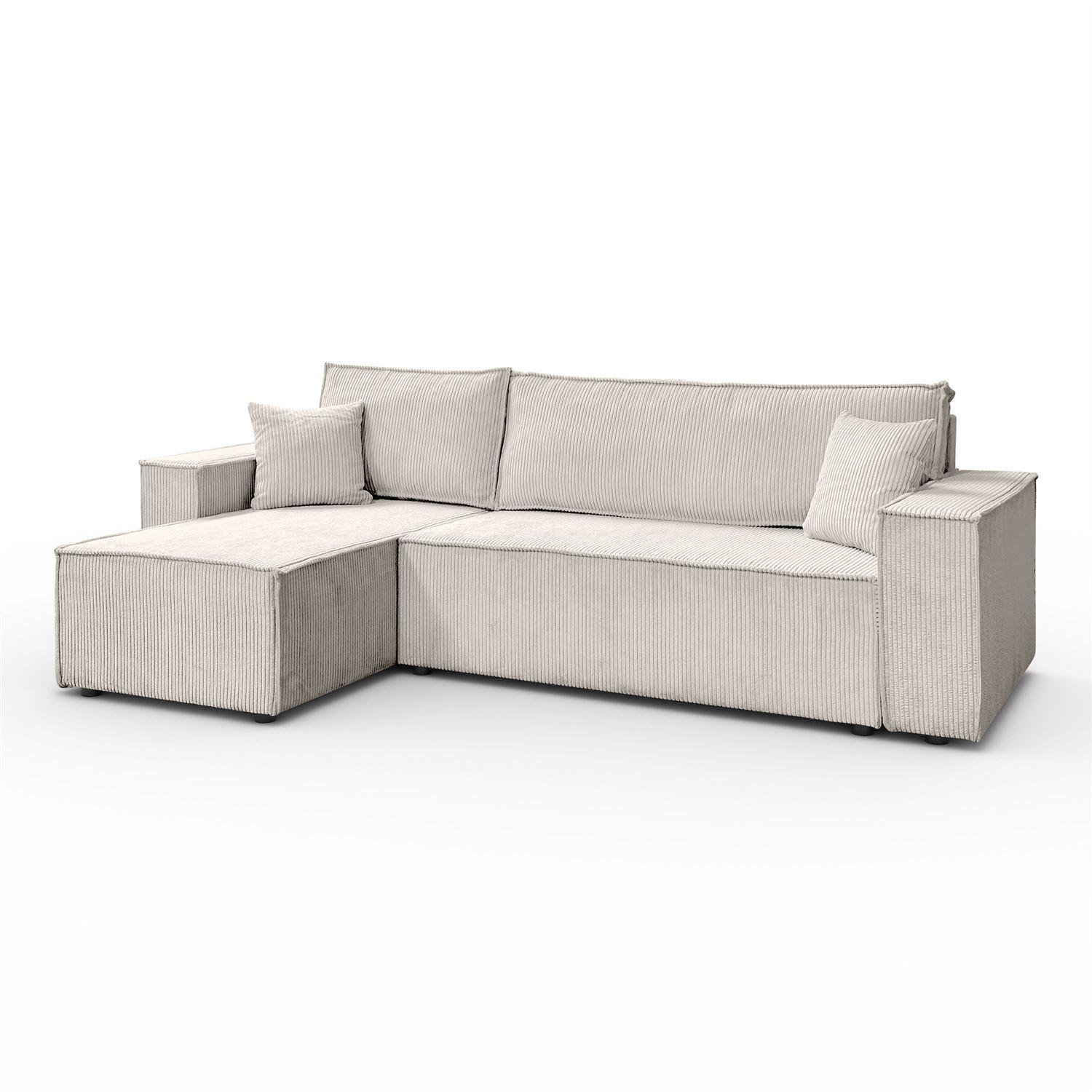 GEPOLSTERTES Ecksofa CARLOS L, Poso 100 - Ecru, Textil (247/143cm) - Lookway