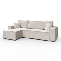 GEPOLSTERTES Ecksofa CARLOS L, Poso 100 - Ecru, Textil (247/143cm) - Lookway