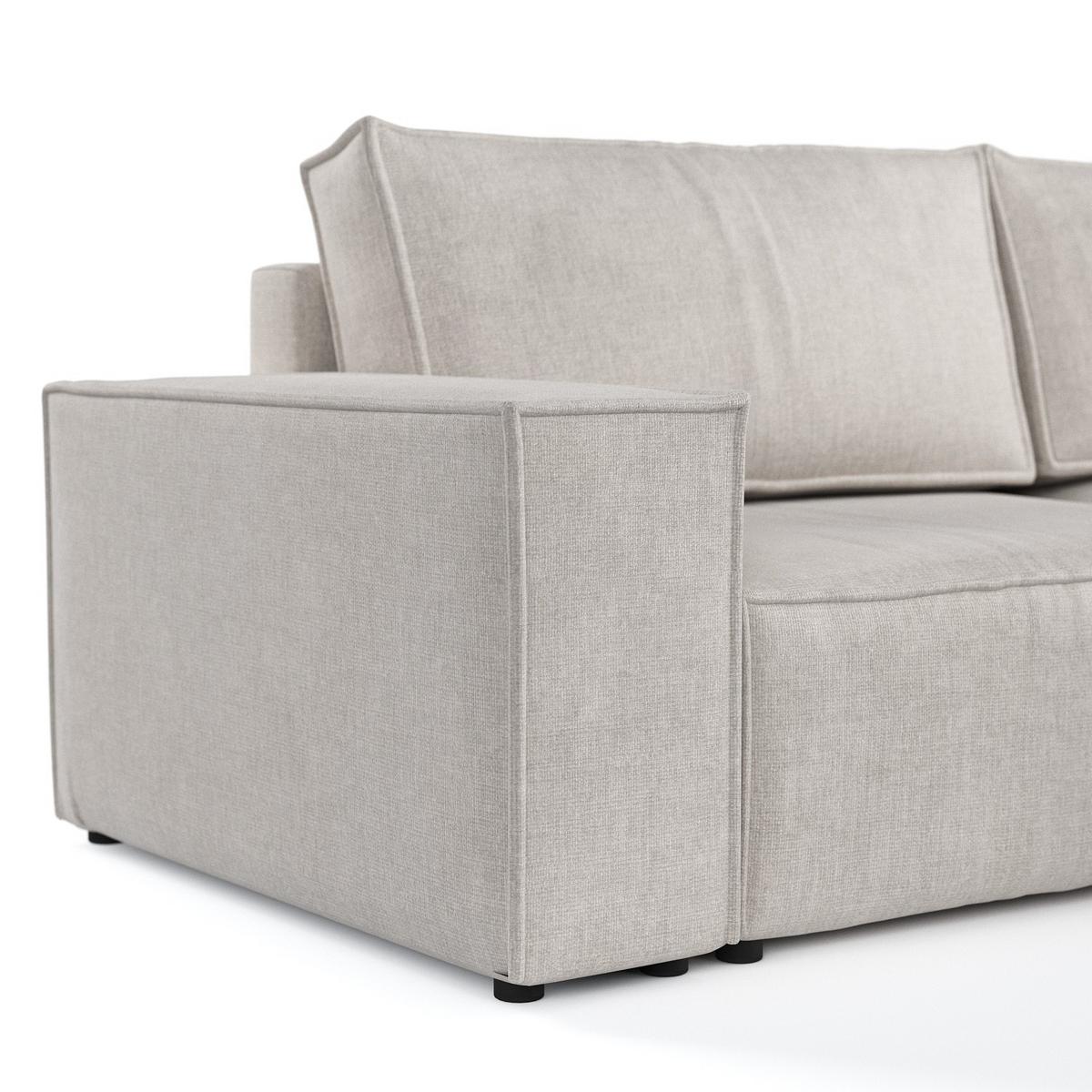 ECKSOFA CAVO mit Schlaffunktion Hellbeige im Wind Stoff - Beige/Schwarz, Holz/Holzwerkstoff (255/148cm) - AltaBeds
