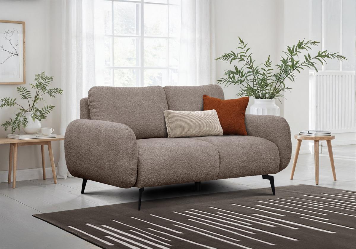SOFA FEBE 2-Sitzer, beige - Beige/Schwarz, Holz/Textil (160/82/96cm) - Wozimo