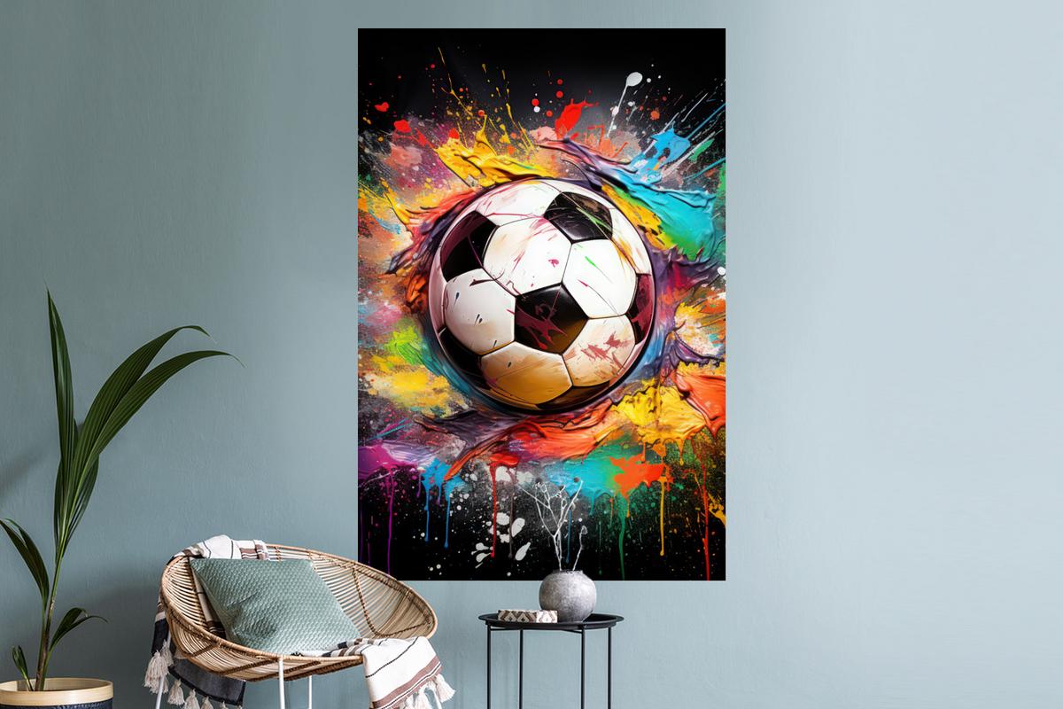 WANDTATTOO Fußball - Farbe - Farben - Schwarz - Weiß Wandaufkleber 80x120 cm - Weiß, Kunststoff (80/120/0.1cm) - MuchoWow