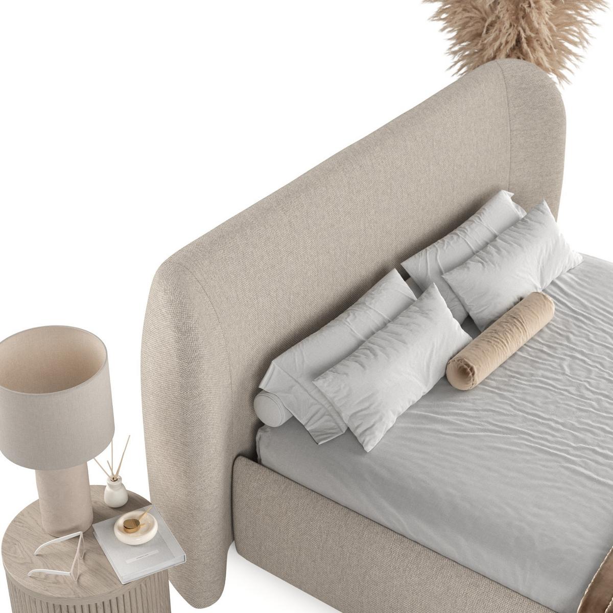 POLSTERBETT Bellano mit Stauraum 180/200 cm Hellbeige im Megan Stoff - Sandfarben/Schwarz, Holz/Holzwerkstoff (180/200cm) - AltaBeds