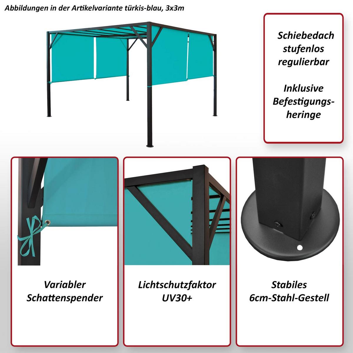PERGOLA BEJA Türkis - Türkis, Metall (305/212/305cm) - MCW