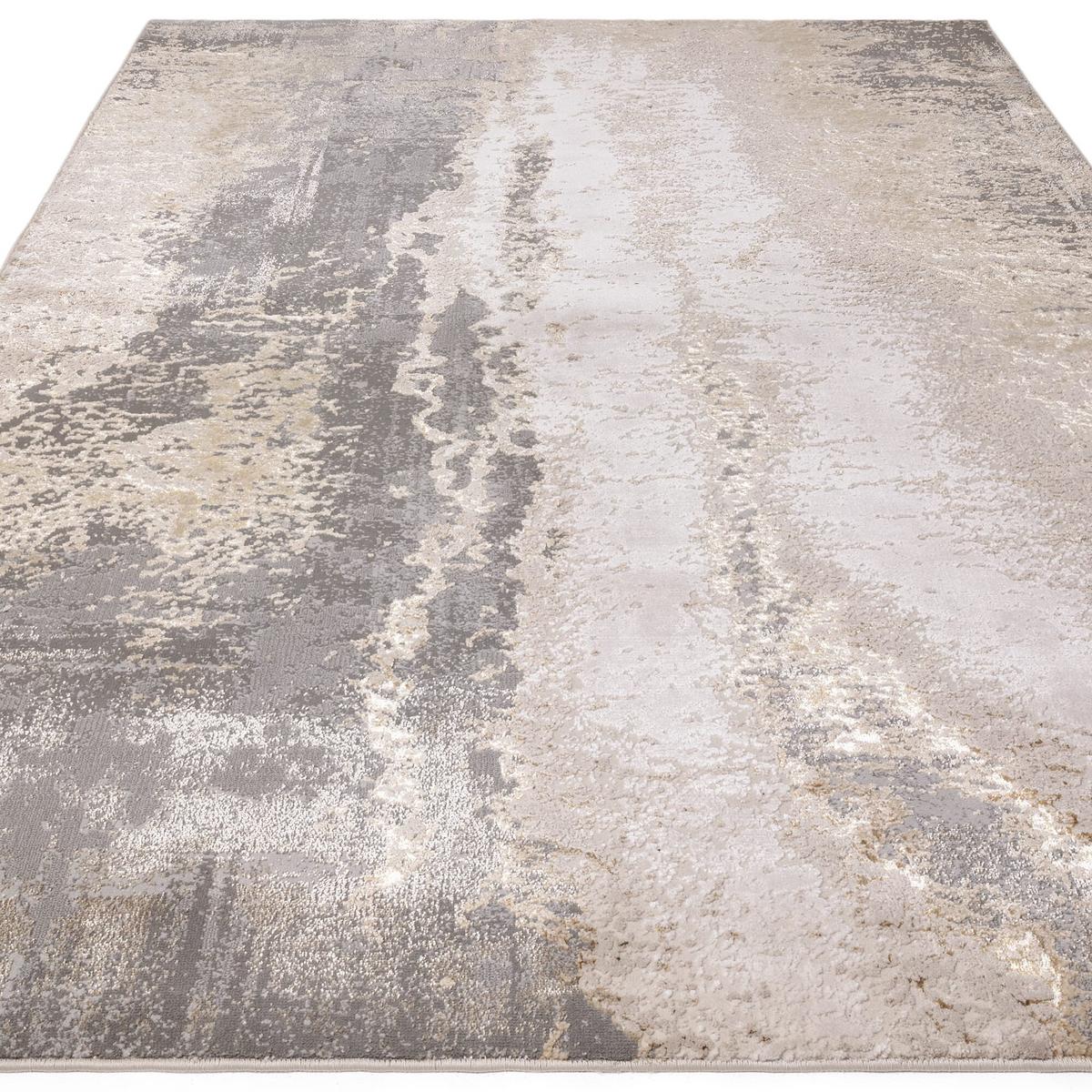 TEPPICH SARNTAL, abstrakt, Florhöhe 8 mm, Silbergrau, 200 x 290 cm - Silberfarben, Textil (290/200cm) - KADIMA DESIGN