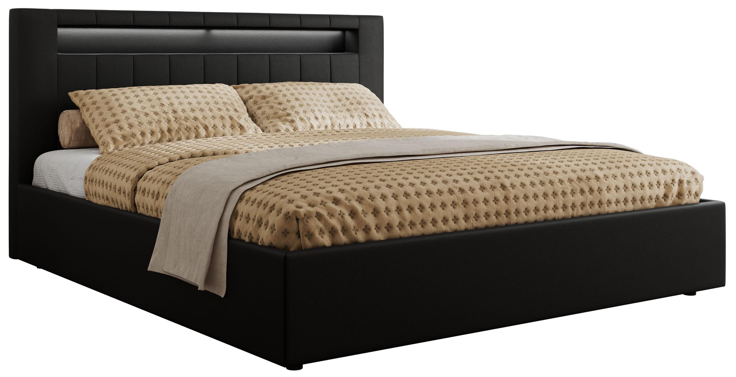 POLSTERBETT GOLD 5 CLASSIC 140/200 - Schwarz Kunstleder - ohne Matratze - Schwarz, Textil (140/200cm) - MKS