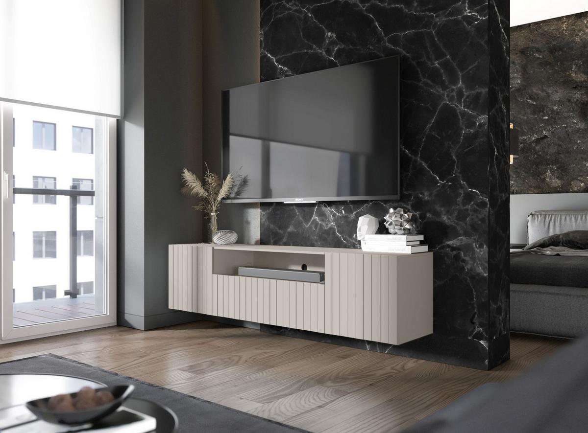 TV-SCHRANK Elpis2 Kaschmir Matt Glamour 150 cm - Kaschmir, Holzwerkstoff (150/37.5/36.5cm) - Meble Lindner