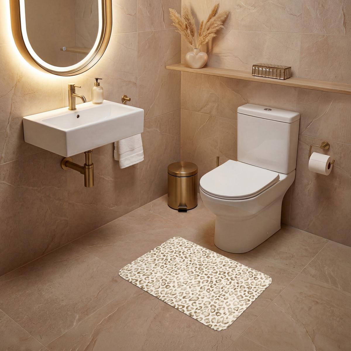 WC-VORLEGER Leopard - Klassisch - Beige Toilettenvorleger 60x40 cm - Hellbraun, Textil (60/1cm) - OnlyWow
