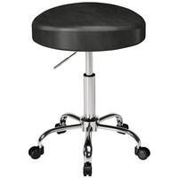 SALONHOCKER PU Metall Schwarz - Chromfarben/Schwarz, Leder/Metall (34.5/67.5/39cm) - HOMCOM
