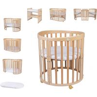 BABYBETT NATUR OVAL 7in1 mit Matratze - Naturfarben, Holz/Textil (73/125cm) - waldin