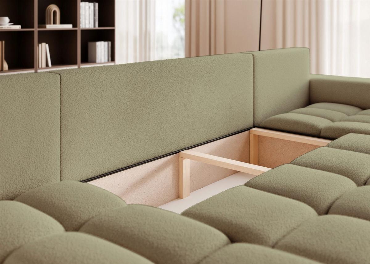 WOHNLANDSCHAFT Anabel Schlaffunktion - Grün, Holzwerkstoff/Textil (318/79/145cm) - Fun Möbel