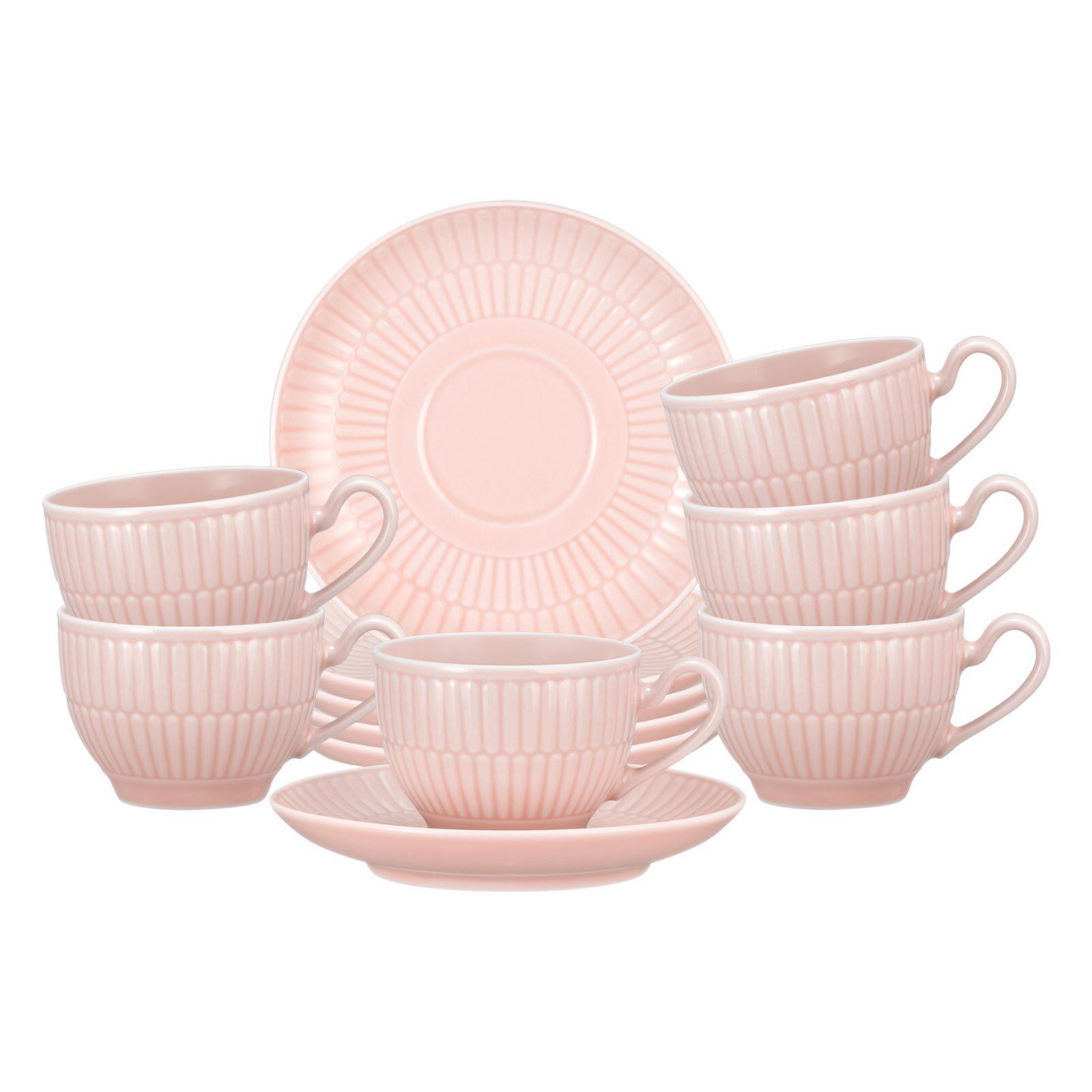 ESPRESSOTASSEN MIT UNTERTASSEN Amina Rosé 100 ml 6er Set - Rosa, Keramik (0.1L) - Seltmann Weiden