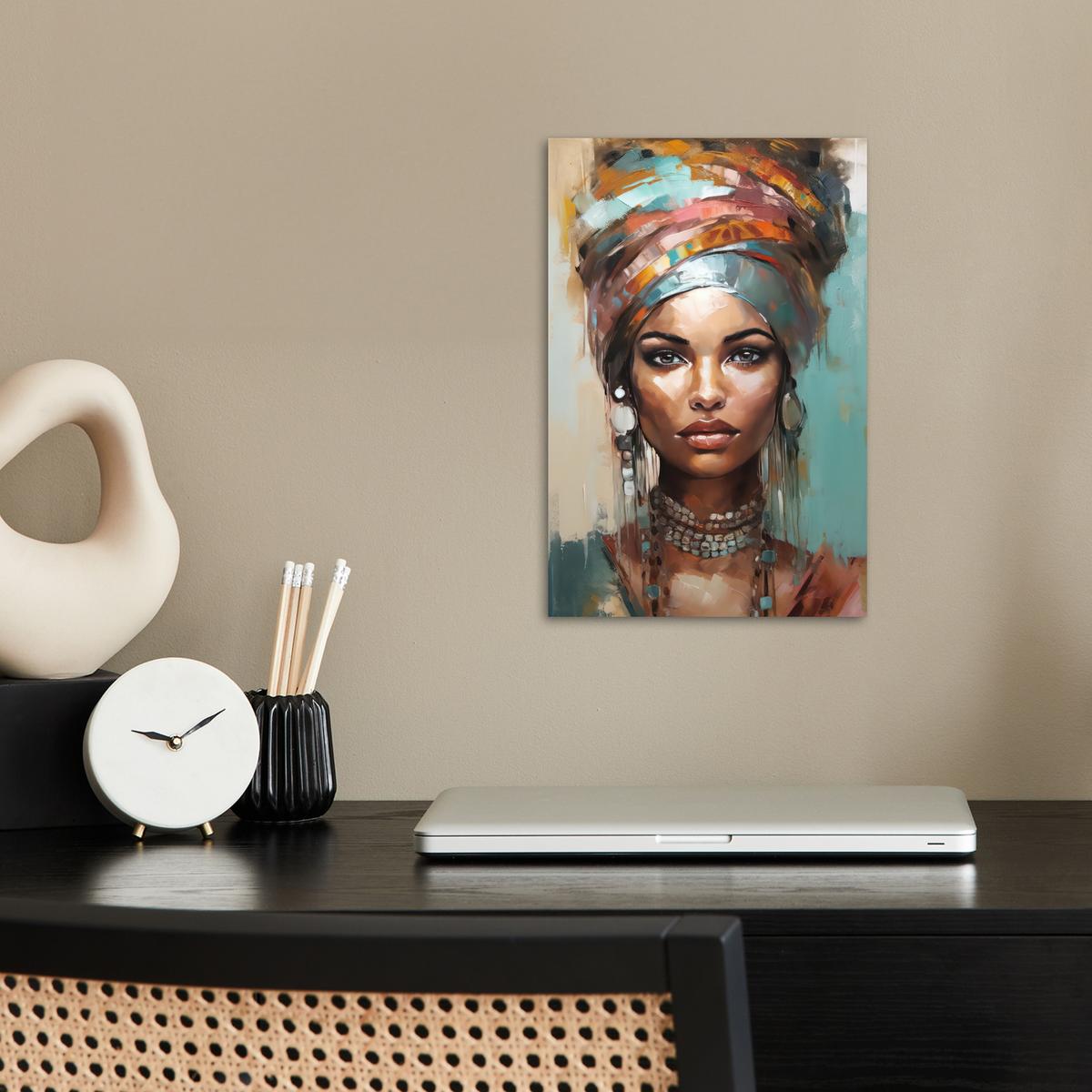 POSTER Frau - Kunst - Schmuck - Porträt Room Decor 20x30 cm - Blaugrau, Papier (20/30/0.1cm) - MuchoWow