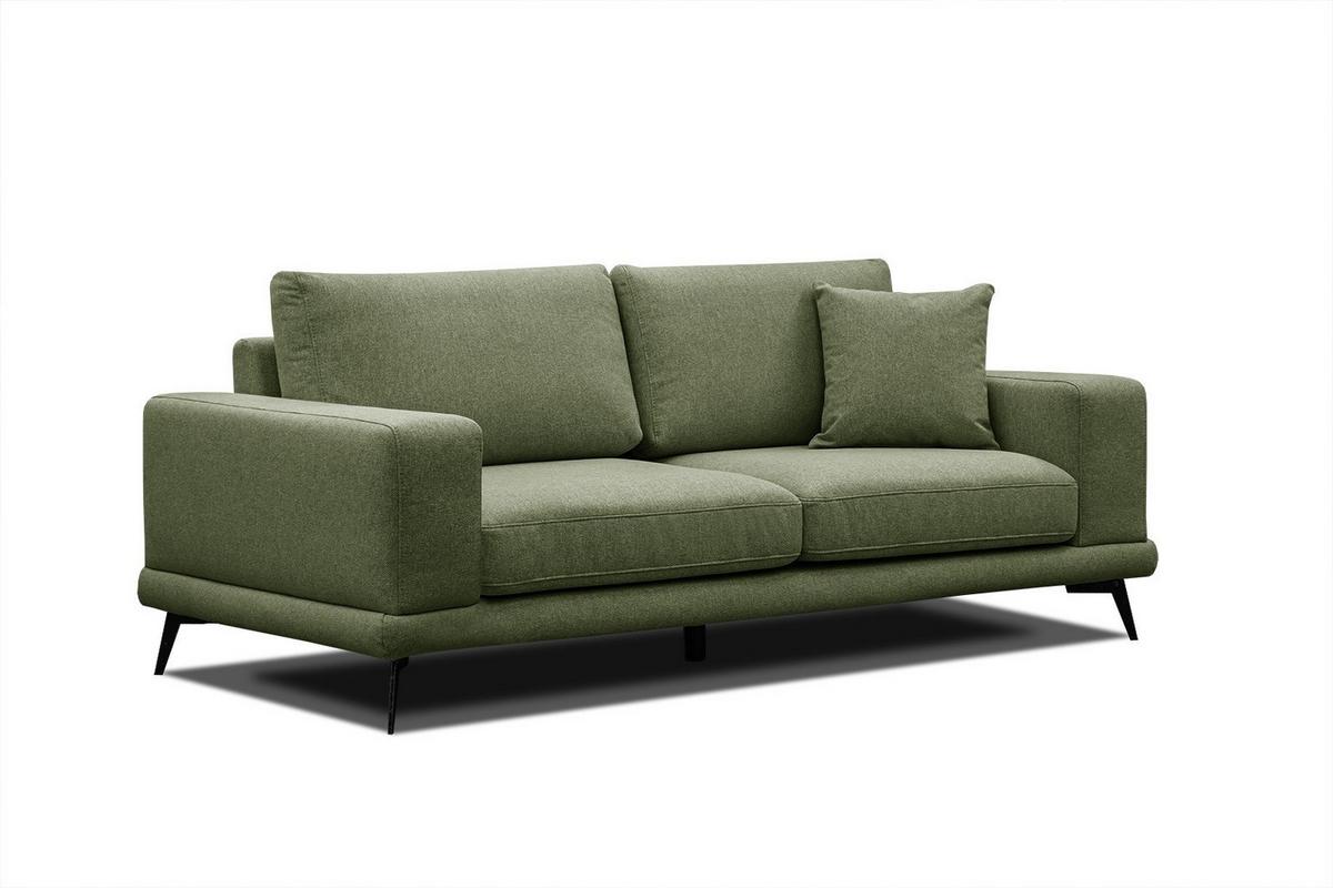 SOFA MEDIOLANE 2,5-Sitzer, olivgrün - Olivgrün, Holzwerkstoff/Textil (203/87/96cm) - Wozimo