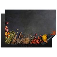HERDABDECKPLATTE Kräuter - Lebensmittel - Gewürze - Schwarz - Paprika - Zimt Ceranfeldabdeckung 76x51.5 cm - Currygelb, Kunststoff (76/51.5/0.2cm) - MuchoWow