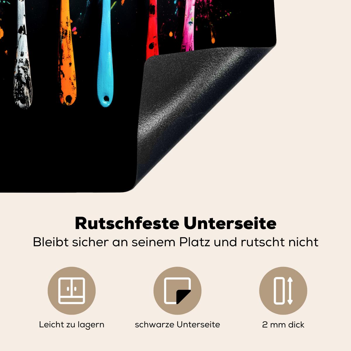 HERDABDECKPLATTE Löffel - Gewürze - Modern - Graffiti - Farbe - Farbenfroh Abdeckung Ceranfeld 57.6x51.6 cm - Multicolor, Kunststoff (57.6/51.6/0.2cm) - MuchoWow